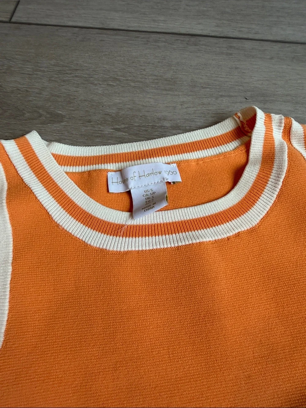 House of Harlow 1960 Orange Crop Top & Mini Skirt Set with White Trim size small